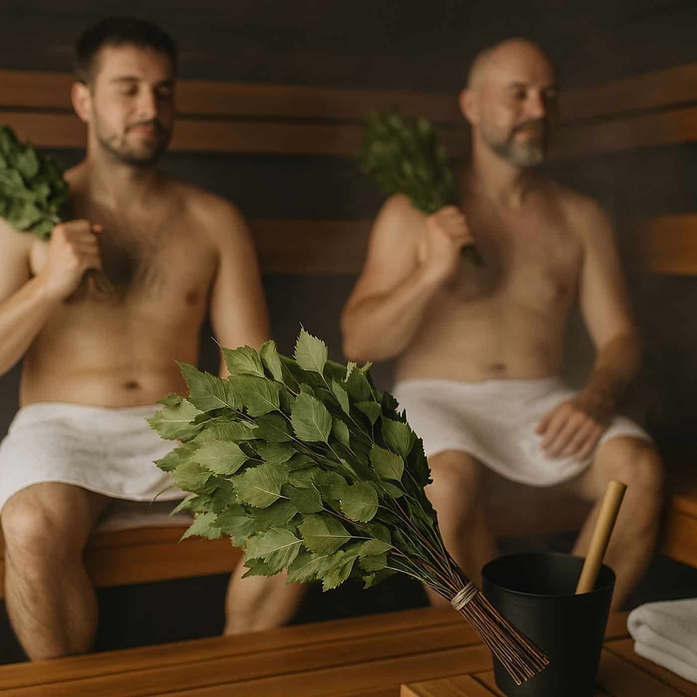 Authentic vihta (vasta) ritual in the Finnish Sauna in Anieres, Geneva providing ultimate relaxation and great wellbeing in winter